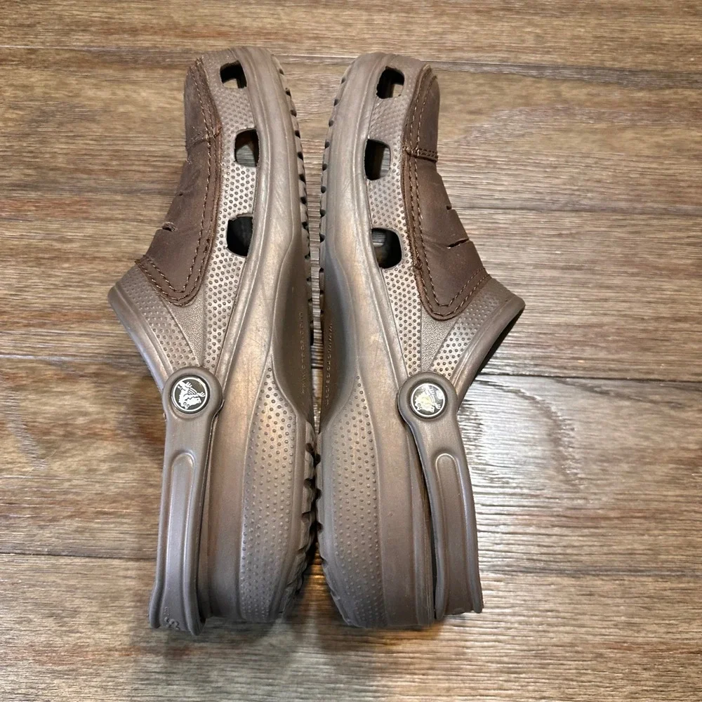 Yukon Vista II Crocs Leather Lined Clogs Slip On Shoes Brown Size Mens 9